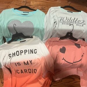 Wildfox Mint, Coral, and White Graphic Sweatshirts S, M, L bundle